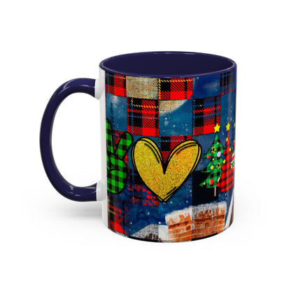 Plaid Christmas Trees Heart Mug | Accent Coffee Mug