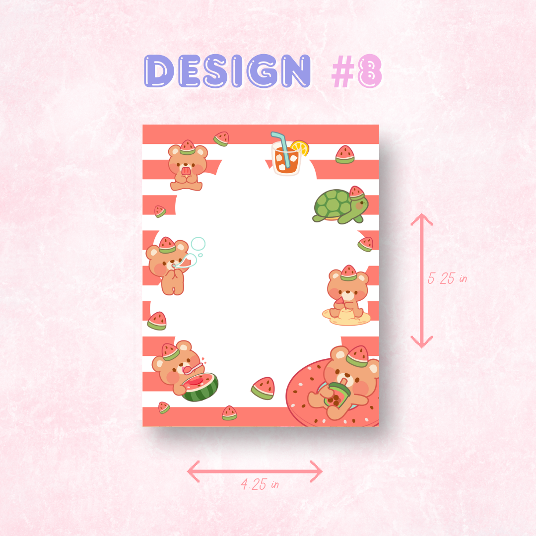 Kawaii Sticky Notepads | 50 Sheets (4.25 in x 5.25 in)