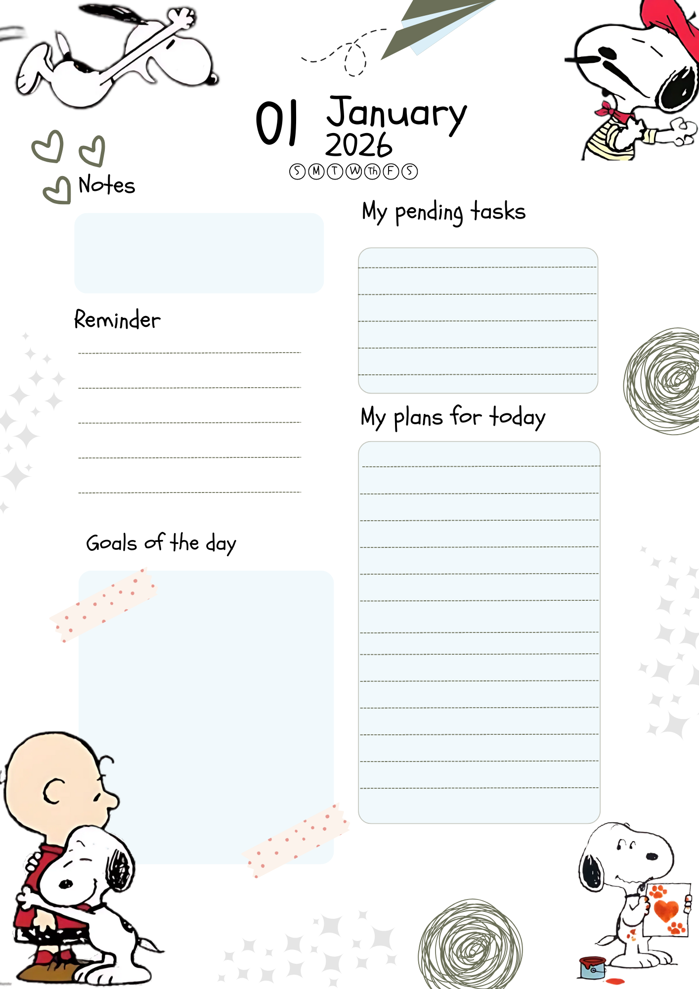 Snoopy Inspired 2026 Planner | Digital Download