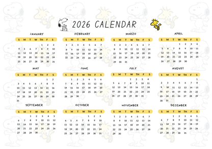 Snoopy Inspired 2026 Monthly Planner