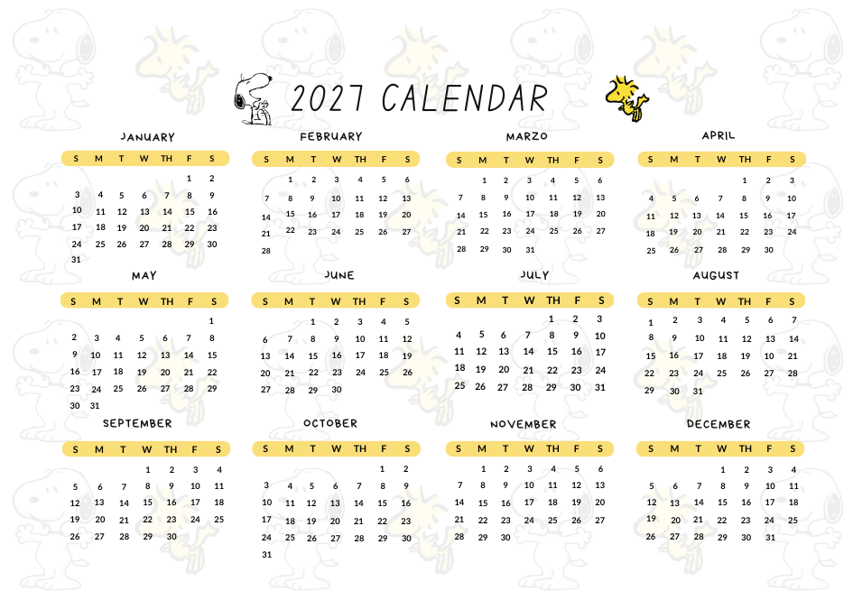 Snoopy Inspired 2026 Monthly Planner