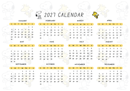 Snoopy Inspired 2026 Monthly Planner