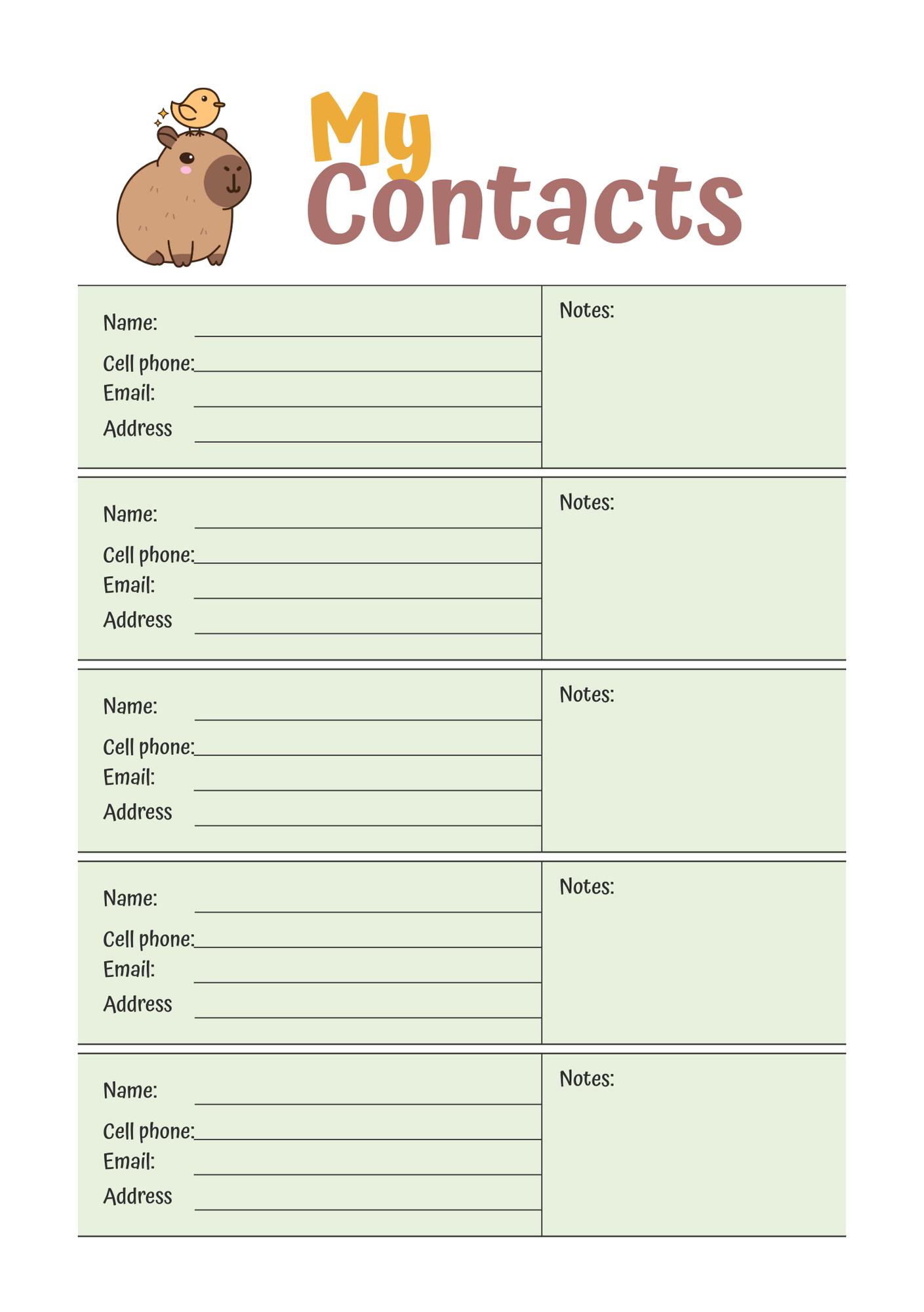 Capybara 2026 Planner | Digital Download