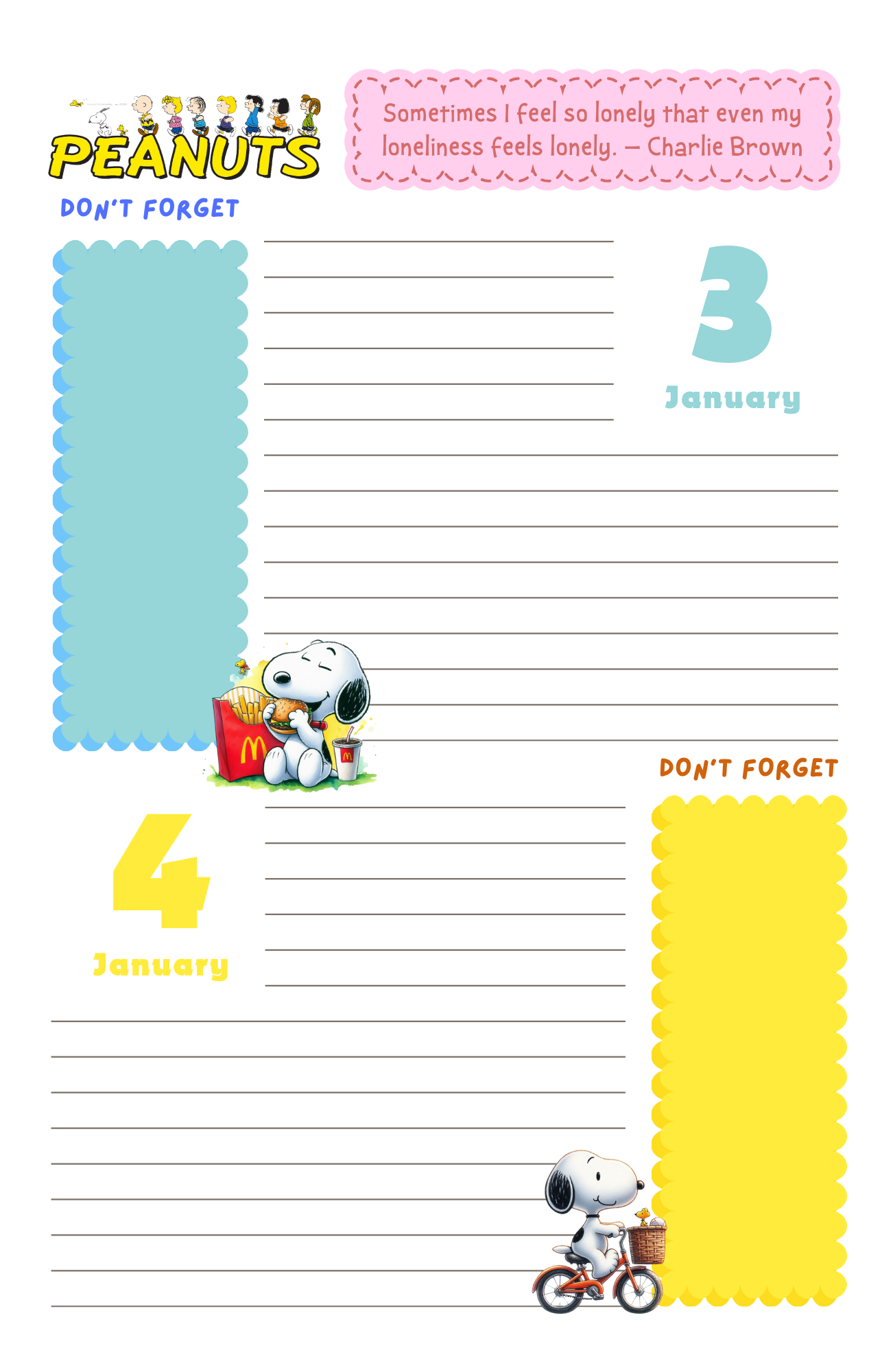 Snoopy Inspired 2026 Planner v3 | Digital Download