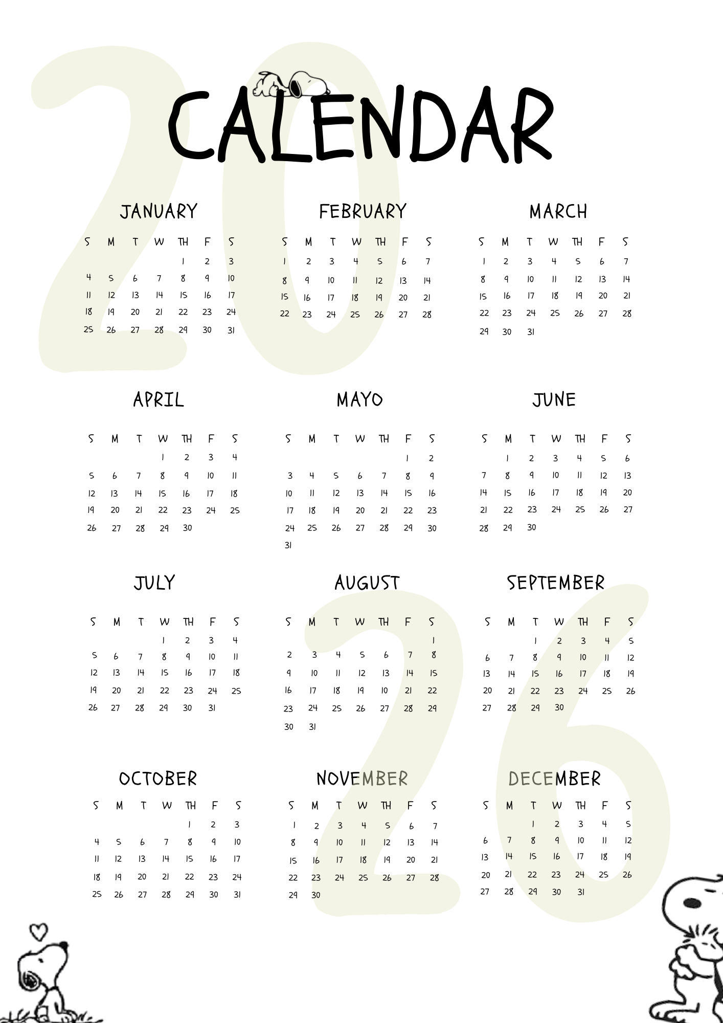 Snoopy Inspired 2026 Planner | Digital Download