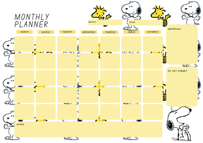 Snoopy Inspired 2026 Monthly Planner