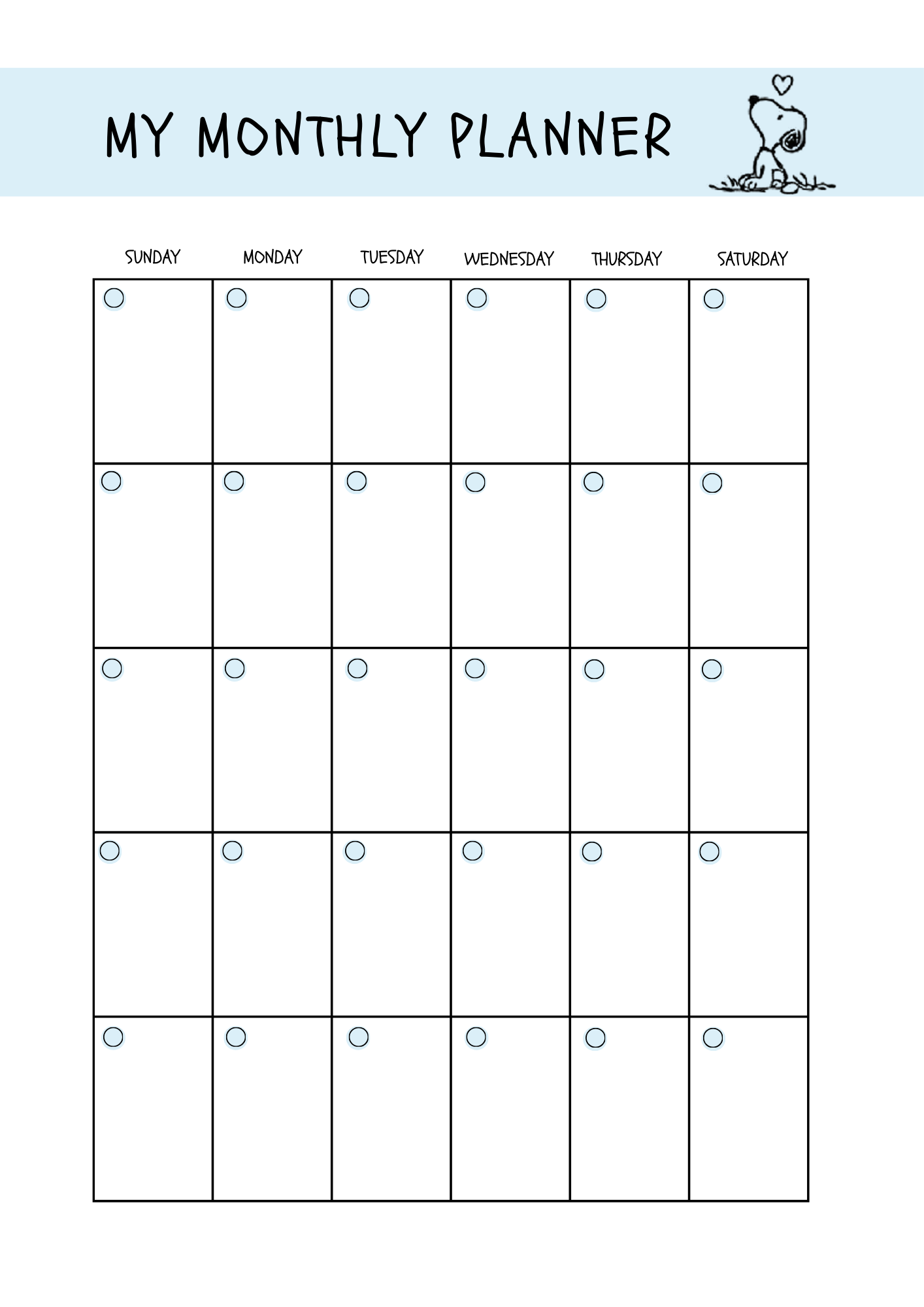 Snoopy Inspired 2026 Planner | Digital Download