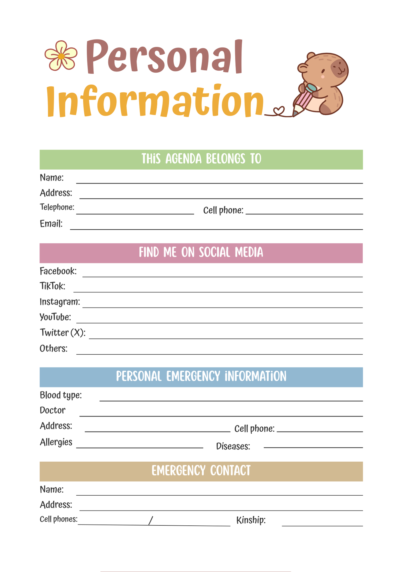 Capybara 2026 Planner | Digital Download