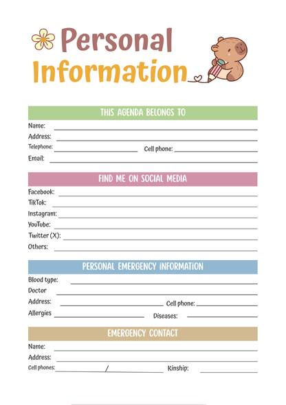 Capybara 2026 Planner | Digital Download