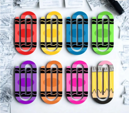 Crayon Colored and Pencil Inspired Jumbo Paper Clips
