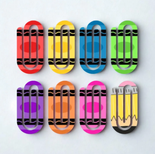 Crayon Colored and Pencil Inspired Jumbo Paper Clips
