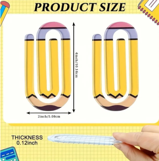 Crayon Colored and Pencil Inspired Jumbo Paper Clips